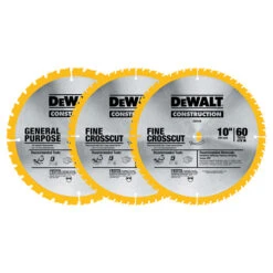 DeWalt Construction Saw Blade - 3-Piece Set - 10-in Dia - 32T And 60T - Tungsten Carbide Teeth