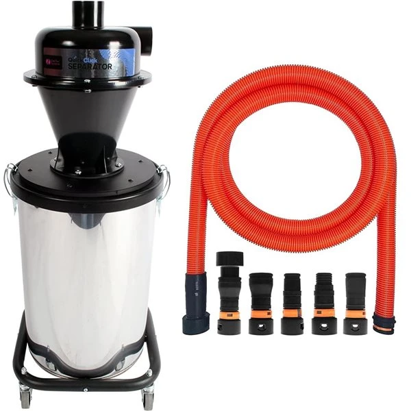VPC 10-ft Quick Click Dust Collection Hose – 10-gal Stainless Separator Bin 7 VPC 10-ft Quick Click Dust Collection Hose – 10-gal Stainless Separator Bin - Image 5