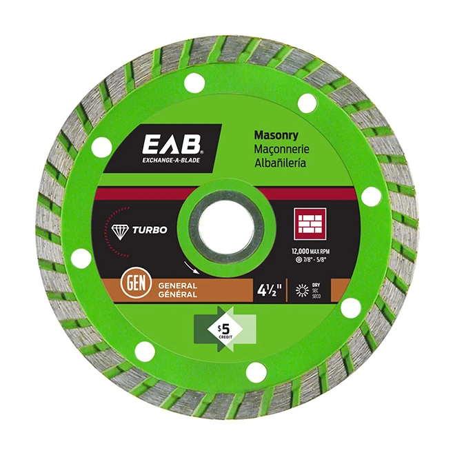 EXCHANGE-A-BLADE EAB Green Turbo Diamond Circular Saw Blade - Alloy Steel - 4 1/2-in Dia - 5/8-7/8-in Arbour 3 EXCHANGE-A-BLADE EAB Green Turbo Diamond Circular Saw Blade - Alloy Steel - 4 1/2-in Dia - 5/8-7/8-in Arbour