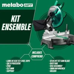 Metabo HPT Single Bevel Compound Mitre Saw - 10-in - 15 A Motor -Ironclad Tools 37815225c L