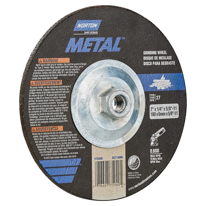 Norton Metal Grinding Wheel - Aluminum Oxide - Type 27 - 7-in Dia 3 Norton Metal Grinding Wheel - Aluminum Oxide - Type 27 - 7-in Dia